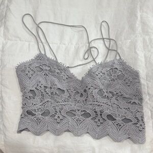 Free People Gray Lace Crop Top